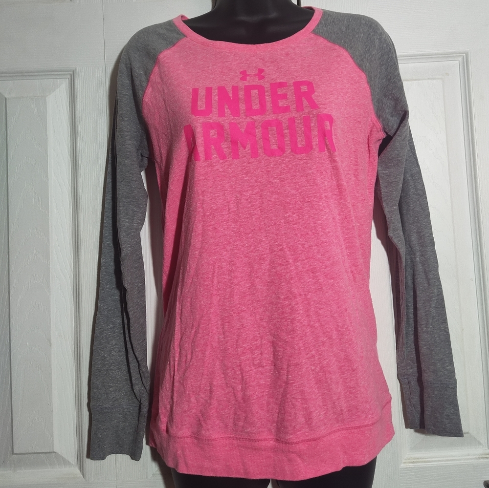 Under Armour Pink and Gray Long Sleeve Tee